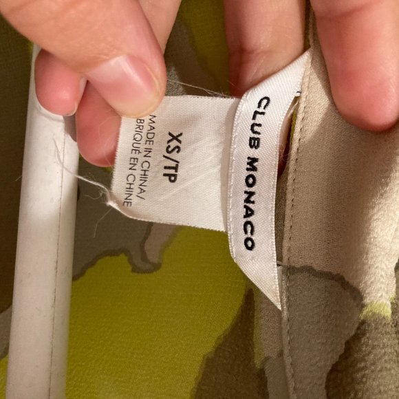 Club Monaco camouflage silk top - Picture 2 of 3